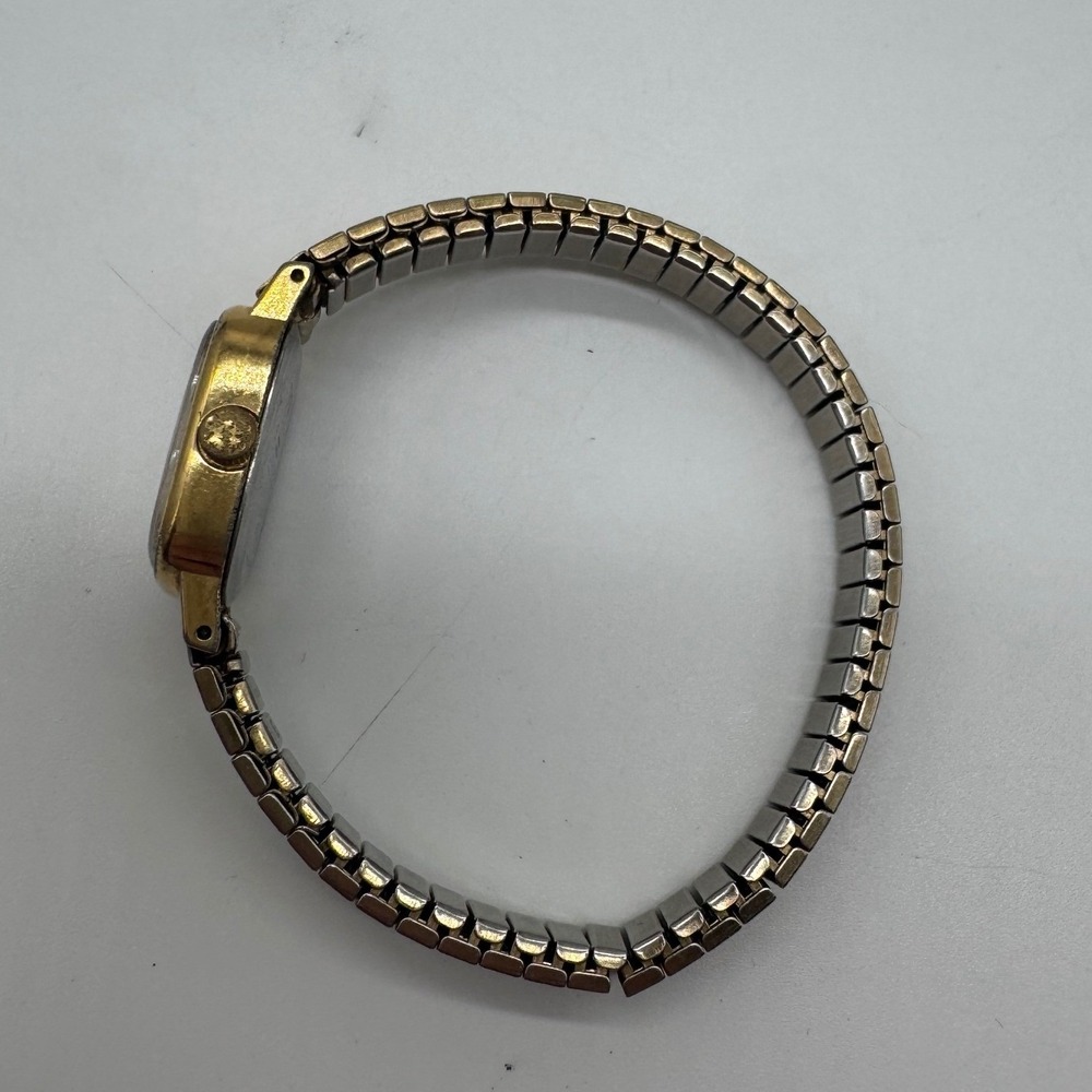 Vintage Timex Quartz Watch Gold Tone Cushion Case Expansion Band needs bat - Picture 11 of 13